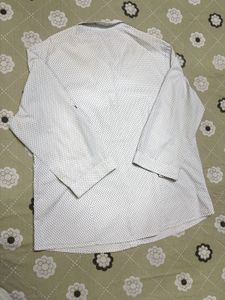 White Polka Dot Button-Up Shirt
