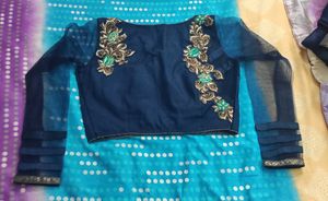 Elegant Blue Floral saree with blouse