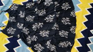 Navy Floral Print Tiered Dress
