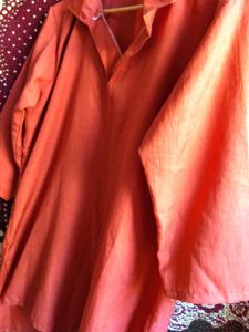 Orange Cotton short Kurta