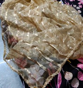 Golden Striped Sheer Dupatta