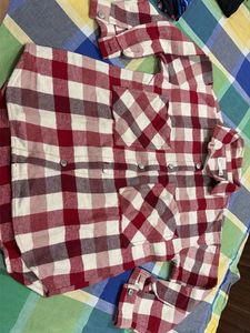 Zara Red &amp; White Plaid Flannel Shirt