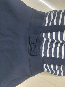 Navy Striped Sailor Dress with Bow