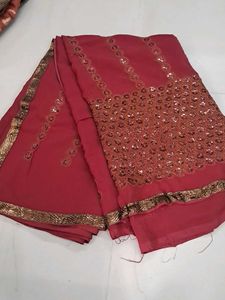 Elegant Red Sequin Saree