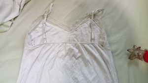 White Lace Trimmed Slip Dress