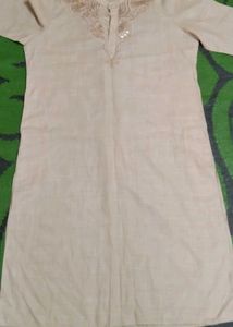 Embroidered Cream Kurta