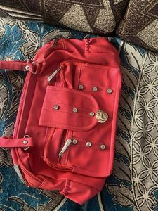 Chic Coral Handbag with Embellishments