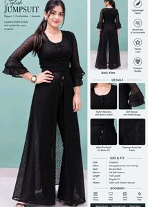 Stylish Black Georgette Jumpsuit Dress