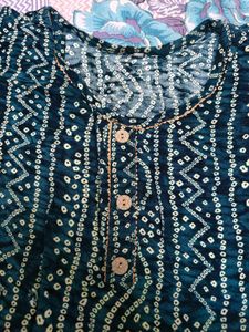 Green Printed Kurta