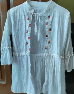 Chic indo- western white layered top