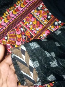 Black and white Dotted with thread work kurtii