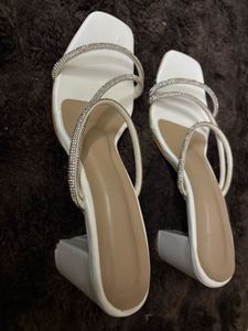 NEW Sparkling White Flat Sandals