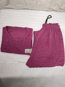 Cozy Textured Pink Nightsuit Set