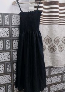 Chic Black Dress with White Tie-Front Shrug