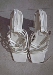 Chic White Block Heel Sandals