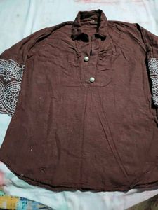 Brown Kurta with Decorative Sleeves