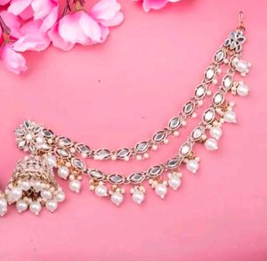 Exquisite Pearl &amp; Kundan Jhumka Set