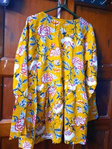 Vibrant Yellow Floral Print Kurta