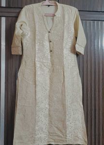 Elegant Cream Embroidered Kurta