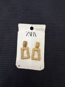 Zara Gold Textured Drop Earrings