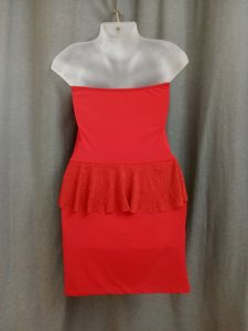 Hot Red Padded Tube Mini Dress For Women's