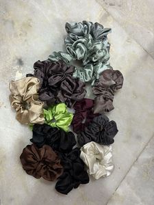 Set of Satin 14 Scrunchies