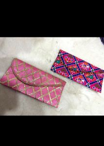 Multicoloured beaded neckpiece &amp; clutches