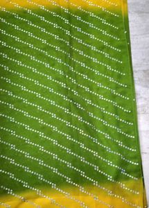 🌼 Stylish Yellow-Green Sequin Saree with Blouse