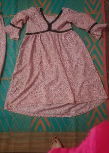 Pink Floral Print Aliya cut dress