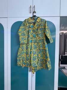 Yellow &amp; Teal Floral Kurta Set