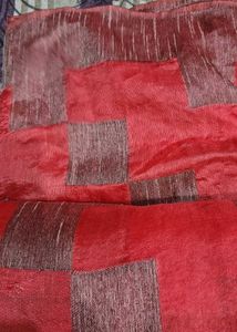 Elegant Red &amp; Grey Checkered Saree