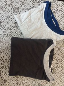 pack of 2 white &amp;Grey Crew Neck T-Shirt with Whit