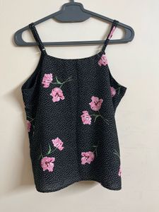 Black Floral Spaghetti Strap Top