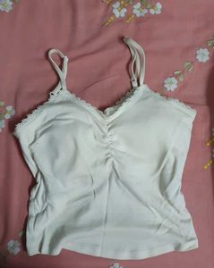 Cute White Ruched Camisole Top