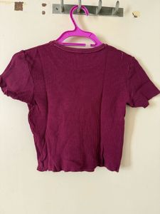 Ribbed Burgundy Cropped Top