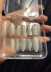 White Cat Eye Handmade Press-On Nails