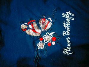 Embroidered Sequin Butterfly Y2K Tshirt Top
