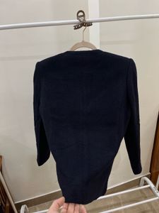FOX LADY NAVY BLUE FLORALEMBROIDERED POCKET BLAZER