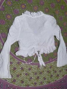 skirt White Ruffled Lace-Up Crop Top co