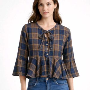 Stylish Plaid Peplum Top💙