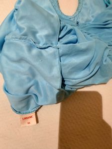 Blue Ruched Halter Neck Dress