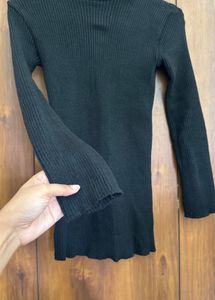 Black Ribbed Turtleneck Sweater