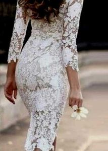 Elegant White Lace Midi Dress (size : xl)
