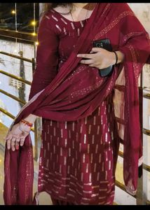 Elegant Maroon Salwar Suit Set With Sequin Work -