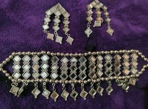Elegant Mirror Work Necklace &amp; Earring Set
