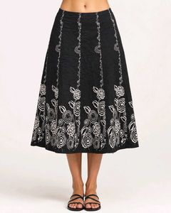 Black Skirt with White Floral Print
