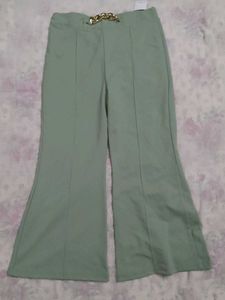 Green Flare Leg Pants