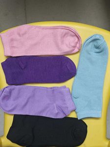Cozy Pastel & Black Ankle Socks - 5 Pair Pack
