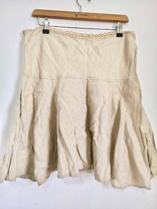 Boho Beige Linen Blend Skirt