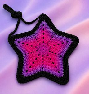Crochet Star Sling Bag - Pink &amp; Yellow